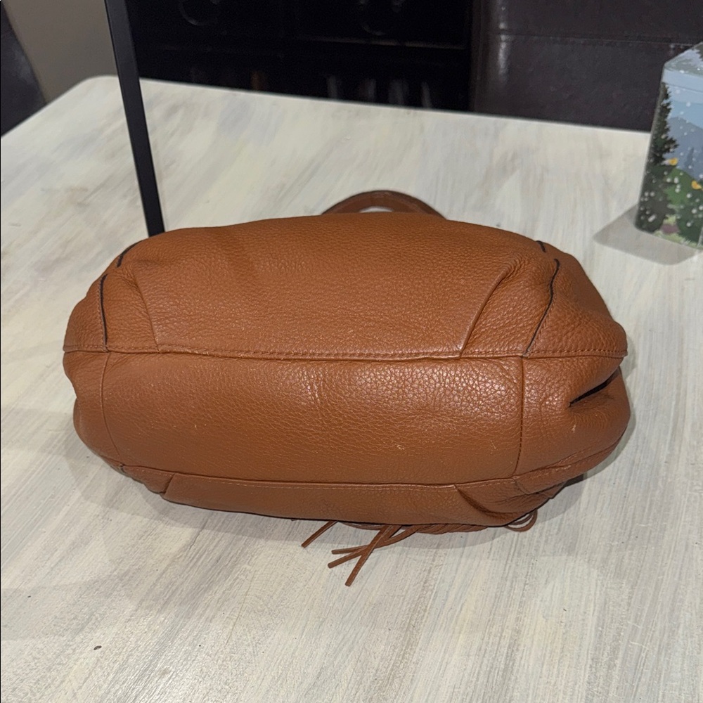 Vintage Michael Kors Tan Leather Hobo Bag with Gold Accents - Picture 8 of 14
